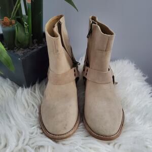 Faryl Robin Anthropologie Zink Tan Suede Harness Boots Size 6.5